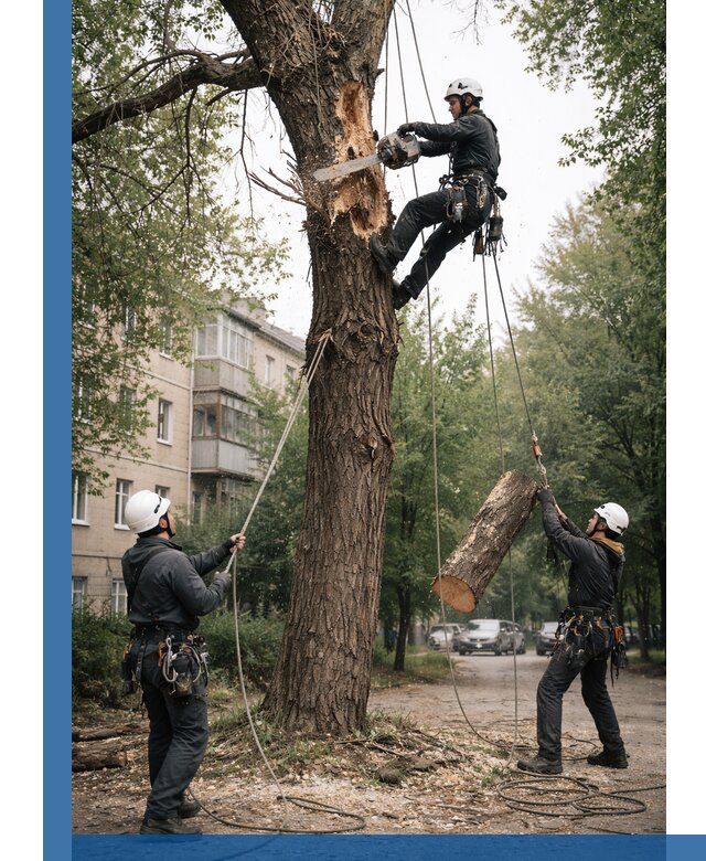 Срочное удаление аварийных деревьев в Мегионе с гарантией безопасности